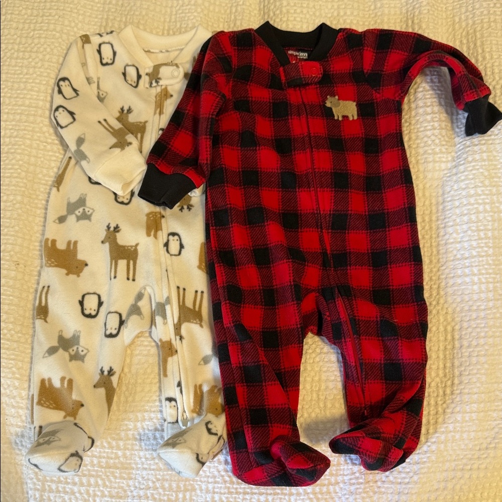 Carter's Red and White Animal Print Footies